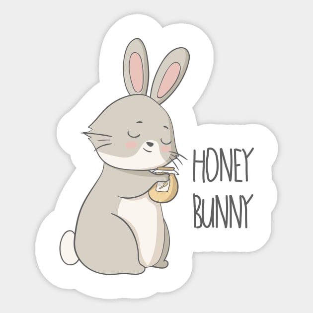 Honey Bunny Cute Rabbit Design Sticker by Dreamy Panda Designs